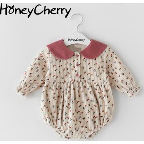 New female baby corduroy floral cute Bodysuits cute baby girl clothes