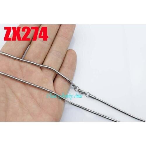 Stainless steel necklace 2.4mm round snake chain fashion male women jewelry 20pcs ZX274 (ZX252)