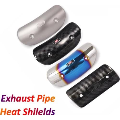 Motorcycle Dirt Bike Exhaust Pipe Protector Heat Shield Guard Cafe Racer Retro Motorbike Muffler Decorative Cover Carbon Fiber