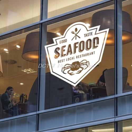 Seafood Restaurant Decor Crab Vinyl Wall Decal Kitchen Dining Room Sticker Bar Drink Art Sticker