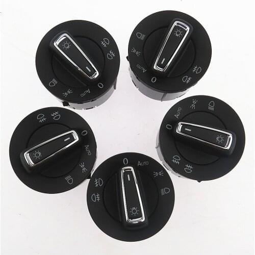 SCJYRXS 5GG941431D 5GG 941 431D 5GG 941 431 D 5 Pcs Chrome Headlight Auto Light Control Switch Knob For Golf 7 MK7 Golf VII 7