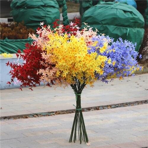 Fabric flowers artificial flowers silk flowers Oncidium hybridum and Maple leaf Latest variety Beautiful decorative flower