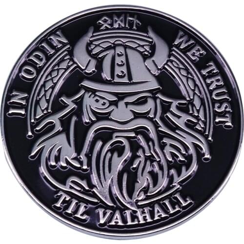 In Odin we trust Viking enamel pin Norse runes brooch talisman gift