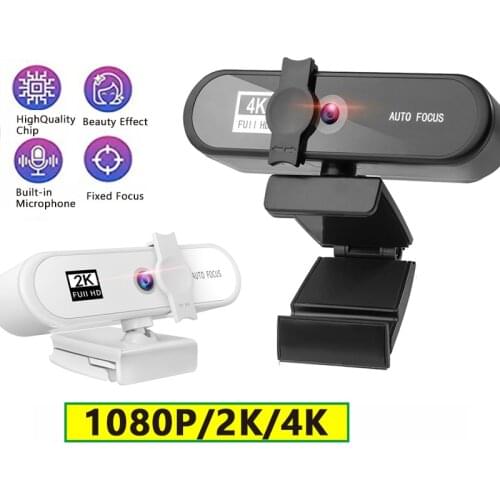 1080P Webcam 4K 2K Built In Microphone Wide Angle View Auto Focus USB Web Camera Cam Full HD Laptop Desktop For Office Meeting