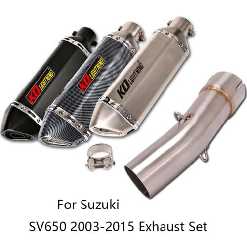 For Suzuki SV650 2003-2015 Exhaust Pipe Motorcycle Mid Tube Slip On 51mm Muffler Escape with Removable DB Killer Reserve Cat