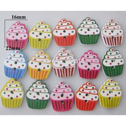 WBNSNA Mixed children Buttons Icecream shape 100pcs 2 holes sewing Button Cupcake Decorative Scrapbooking
