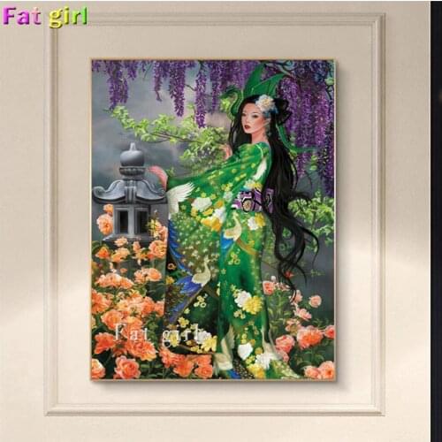 Japanese Geisha Woman 5D DIY Diamond Painting Flower Full Square/Round Embroidery Cross Stitch Diamond Mosaic Handmade Crafts