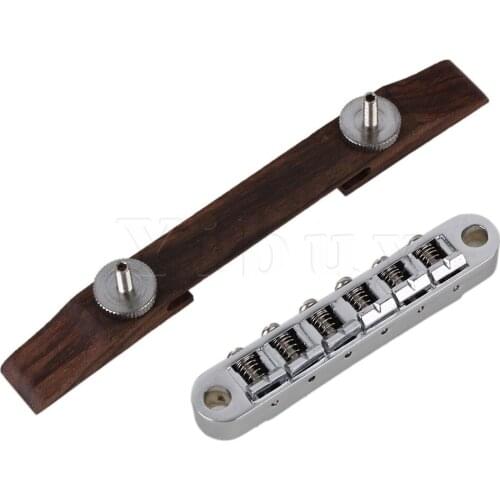 Yibuy Chrome Guitar Bridge Roller Saddle Copper Rosewood for Archtop Jazz Guitar