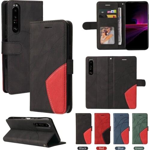 Splicing Leather Protection Case for Sony Z5 1 5 10 iii 20 Flip Wallet Card Slot Funda for Xperia 1 5 10 ii Shockproof Cover