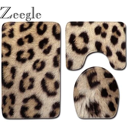 Zeegle 3Pcs Bath Mat Absorption Foot Mat Toilet Pedestal Rug Foot Mat Non Slip Bathroom Doormat Flannel Soft Washable Toilet Set
