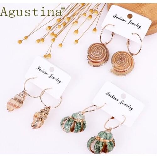 Agustina Women Fashion Shell Earrings Girls Drop Earrings Green Punk Long Earrings Korean Small Earring Bohemian Earing Star Men