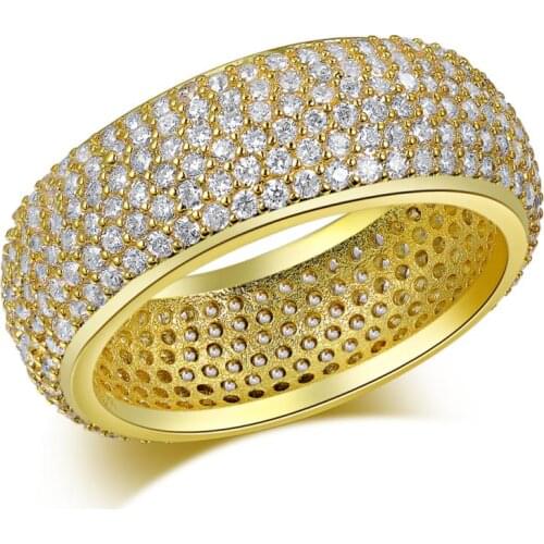 Gold Color women wedding ring lady jewelry full round circle AAAA zircon wedding ring wholesale us 6 7 8 9