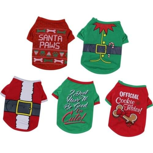 XS-L Dog Clothes Winter Warm Pet Dog Jacket Cute Fashion Christmas Printing Dogs Cats Coat Puppy Cotton T Shirts Pet Clothing