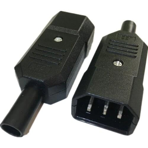 1 pcs 2018 New Wholesale Price 10A 250V Black IEC C13 Male Plug Rewirable Power Connector 3 pin ac Socket