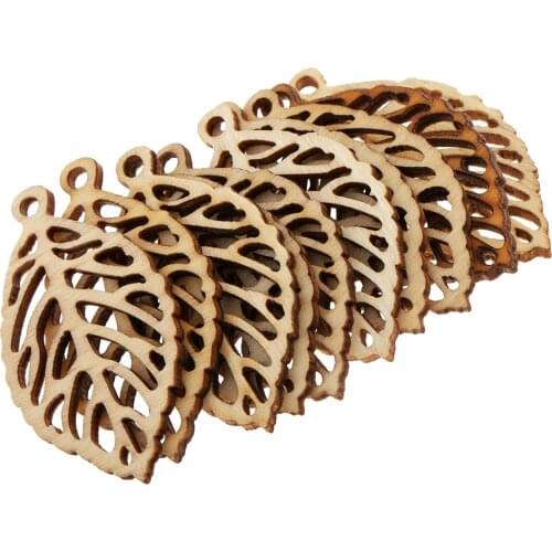 10 Pieces Unfinished Unpainted Wooden Pendants for DIY Earrings Necklace