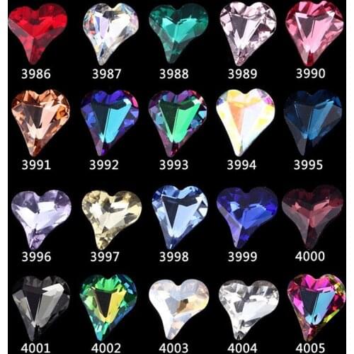 10 pcs nail art heart diamond jewelry 8X9mm pointed bottom shaped big diamond Peach Heart Shap Diamond Nail Decoration Jewelry