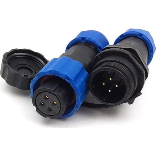 2set IP68 waterproof dustproof SP13 4 Pin Female Plug + Docking Male Socket industrial Cable Mount Connector