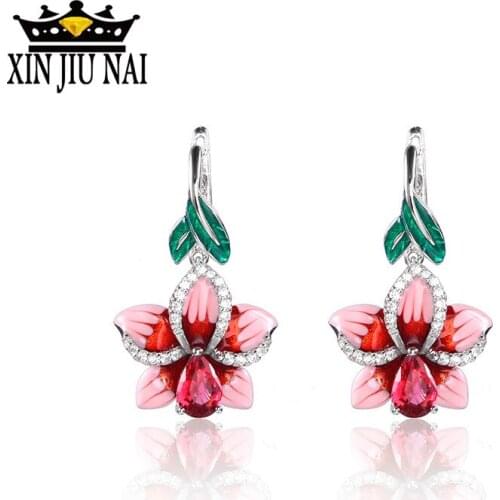 2019 fashion new creative Epoxy craft butterfly shape earrings Epoxy dyed color zircon holiday gift