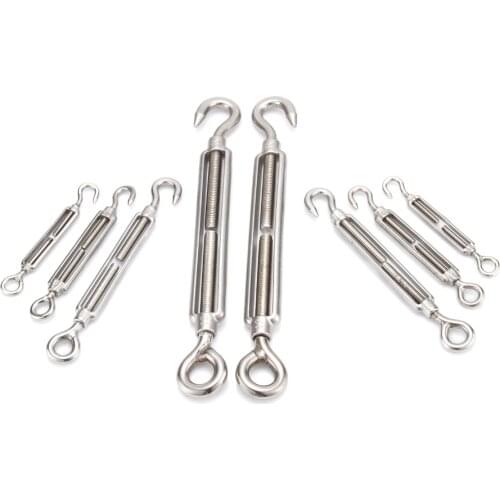 4pcs M4/M5/M6/M8/M10/M12 Stainless Steel 304 Adjust Chain Rigging Hook & Eye Turnbuckle Silver Choose