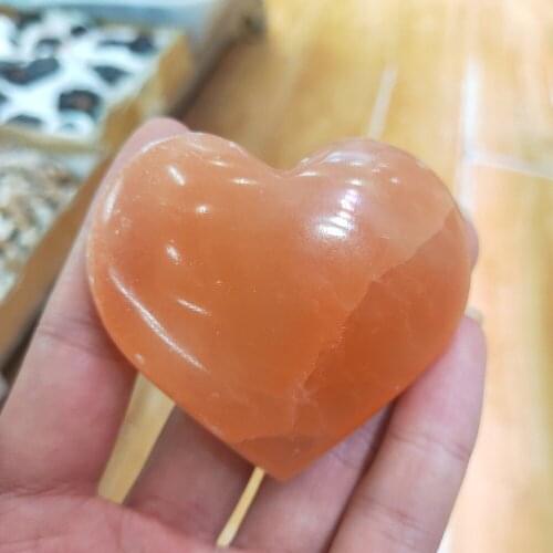 4cm Rock orange selenite crystal heart Chakra Balancing fraueneis quartz heart Collector Crystal Reiki healing