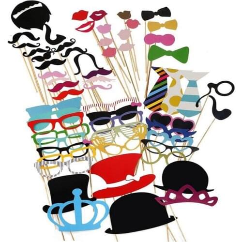 60 PCS DIY Photo Booth Props Kit for Halloween Christmas Wedding birthday baby shower Party Travel Selfie Accessories