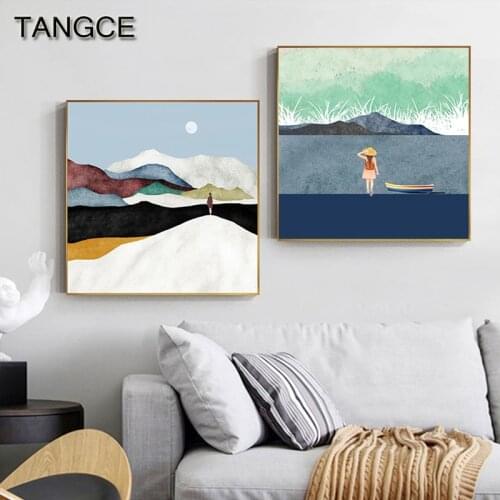 Abstract Girls Travel Canvas Painting Nordic Style Cuadros Modernos Poster and Print for Living Room Wall Art Picture Tableaux