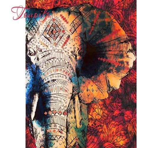 TOUOILP Full Square/Round Drill 5D DIY Diamond Painting "Animal color elephant" Embroidery Cross Stitch Mosaic Home Decor Gift