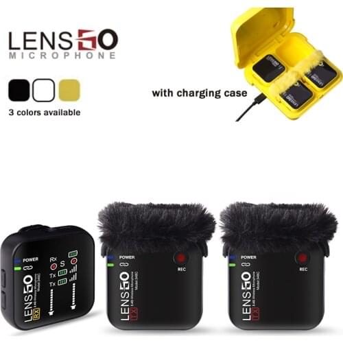 Lensgo 348C Wireless Microphone 2.4G Mini Lavalier Mic Interview Mic for Camera DSLR Smartphone Recording