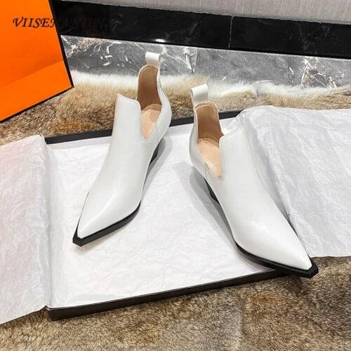 Chelsea boots high-heeled thick-soled pointed wedge with nude boots womens autumn 2021 new leather fashion tooling boots