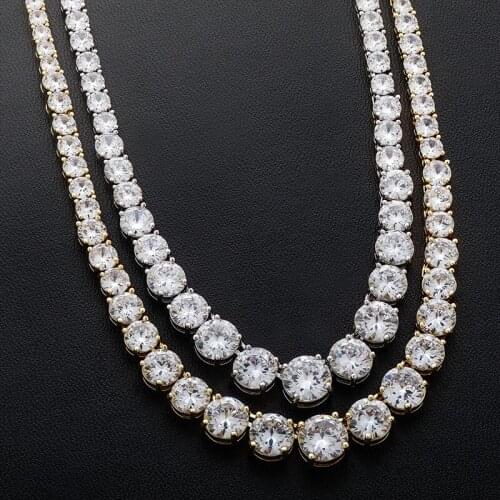 Iced Out Bling AAA Zircon 1 Row Tennis Chain Necklace Women Hip hop Jewelry Gold Silver Color Charms jewelry