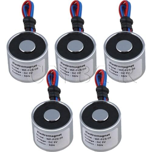 CNBTR 5pcs 5V DC 5kg 50N 0.8A Electric Lifting Holding Magnet Electromagnet 4W