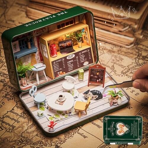 DIY Wooden Dollhouse Miniature Furniture Kit With Light Accessories Assembled Roombox Doll House Casa Toys for Adults Gifts