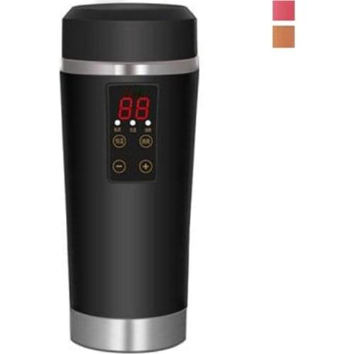 DMWD Portable Electric Heating Cup Car Electric Kettle Travel Water Heater 12/24V Heat Preservation Stainless Steel Water Cup