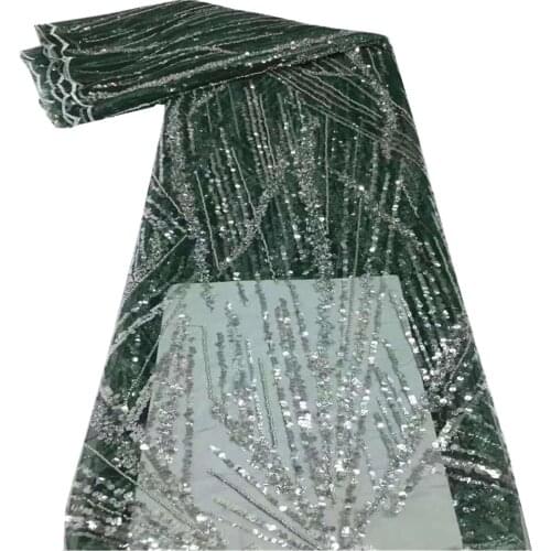 French Sequins Beade Lace Fabric 2021 High Quality Lace Material African Lace Fabric For Evening Party Dress Sewing f66-499