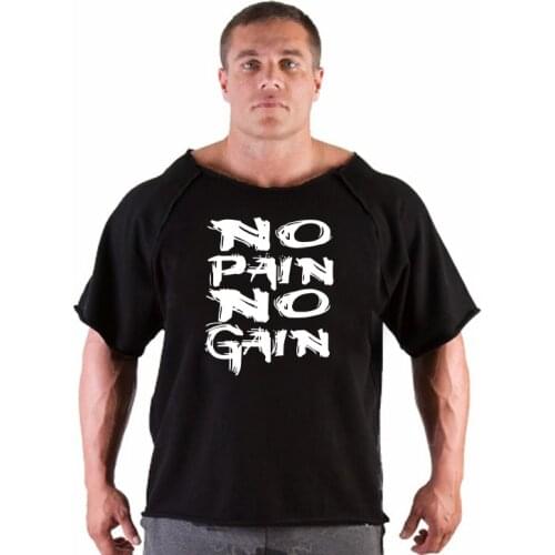 New Cotton Mens skull T-Shirt Fitness Mens Bodybuilding Gorilla Wear Shirt Bat Sleeve Wide Collar Workout T-shirt Top