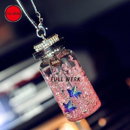 1pc Crystal Wishing Bottle Car Rearview Mirror Hanging Pendant Hanger Ornament Universal Auto Interior Decoration Accessories