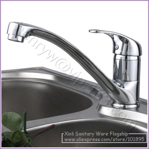 L16371 - Luxury Deck Mounted Chrome Color Brass Material Hot & Cold Water Kitchen Mixer