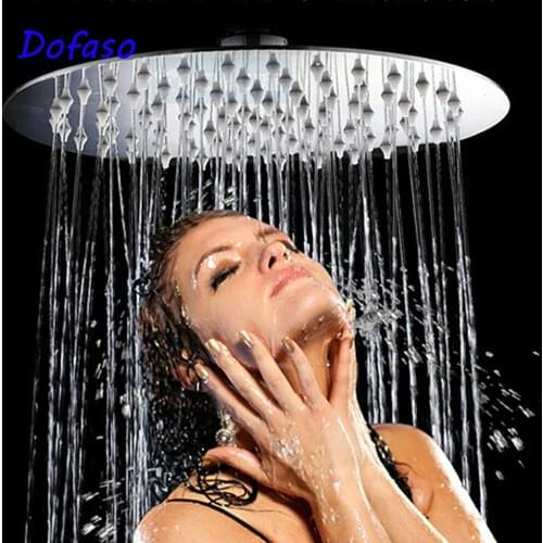 Dofaso 20cm High Pressure top ShowerHead rainfall 8'' Stainless round shower head high pressure Over-head shower set