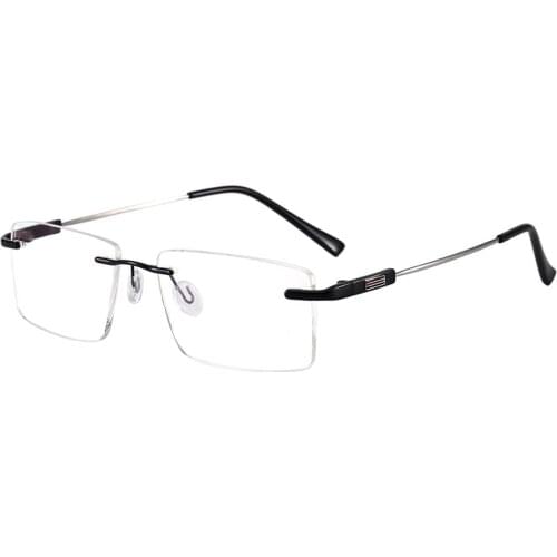 Rectangular Men and Women Fashion Rimless Eyeglasses Memory Metal Prescription For Optical Lenses Myopia Presbyopia Progressive