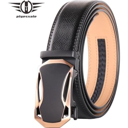 Plyesxale Fashion Designer Mens Belts Luxury Waist Belt 2021 New Trendy Mens Cow Skin Leather Belt 3.5cm Width Automatic B401
