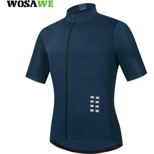 WOSAWE Mens Bright Color Bike Jersey Sport Clothing Summer Breathable Mesh Qucik Dry Soft Short Sleeve MTB Jersey with Pocket