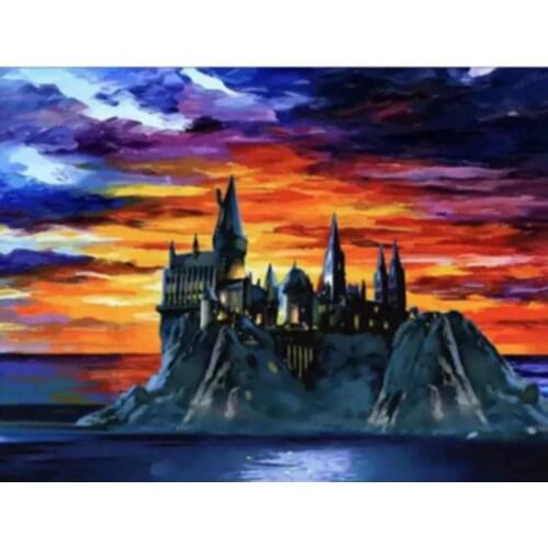 Magic Castle At Nig 40x50CM Painting By Numbers Digital Oil Living Room Landscape Animation Character Coloring Manual Decoration