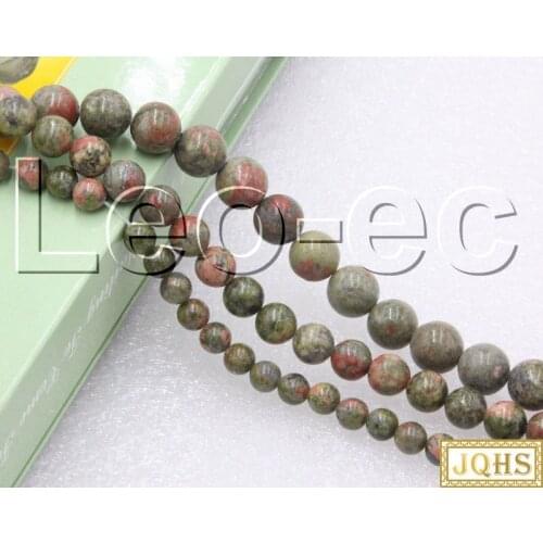 JQHS natural 6mm 8mm Round Unakite Loose Strand beads For Jewelry Making DIY V1210 beads