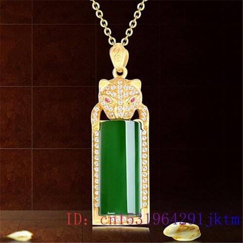 Jade Leopard Pendant Gemstone Necklace Chalcedony 925 Silver Gifts Amulet Chinese Charm Women Fashion Jewelry Natural Agate