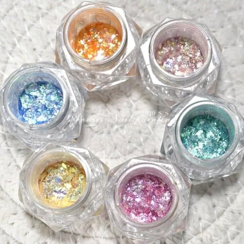 Opal Nail Powder Thin Ice Crystal Edellow Powder Nail Glitter Phantom Flash Sequins Polarized Powder Nail Polish Glue Decoration