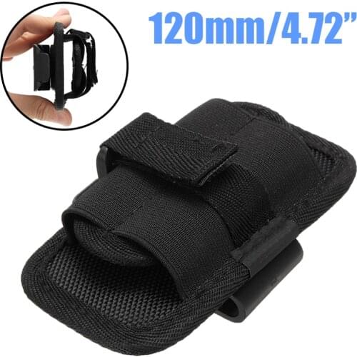Outdoor Portable Tools 120mm Black LED Flashlight Torch Nylon 360 Degree Clip Pouch Case Belt Flashlight Protect Holder