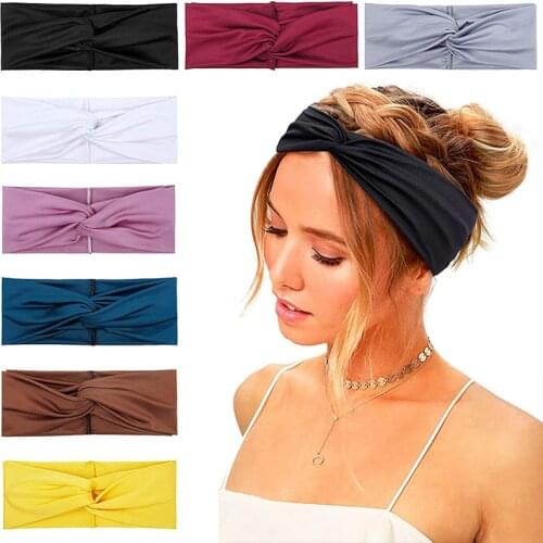 Geebro Boho Solid Color Floral Pattern Fashion print Knot Women Headband Vintage Hairband Girls Headwear Leopard Hairband