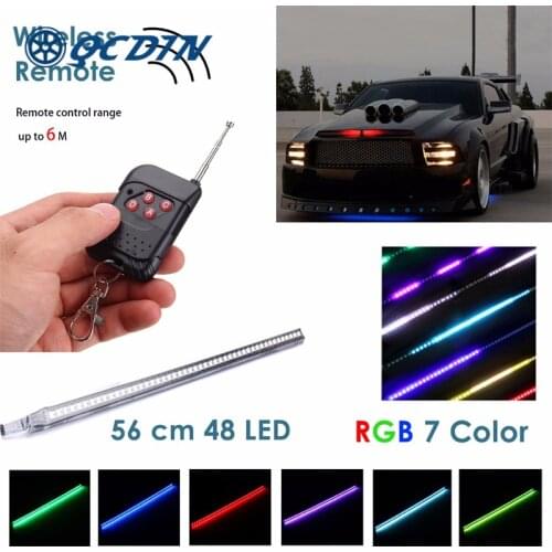 QCDIN 48 SMD 60cm RGB LED Knight Rider Scanner Light Bar Scanner Strip Kit with Wireless Remote Control