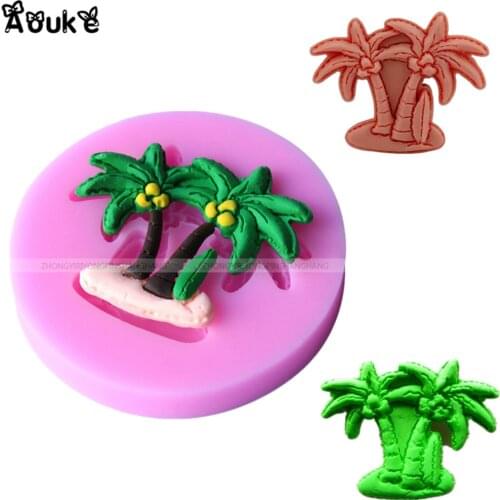 Coconut trees Embossed Cake Silicone Mold Decoration Fondant Chocolate Pudding Tools Cookie DIY Kitchen Cake Baking Molds