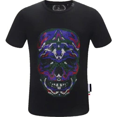 PP SKULL Luxury Brand Men T-shirt Fashion Printed Round Neck Short Sleeve Plein T-shirt Men Sports Shirt Short Sleeve camiseta